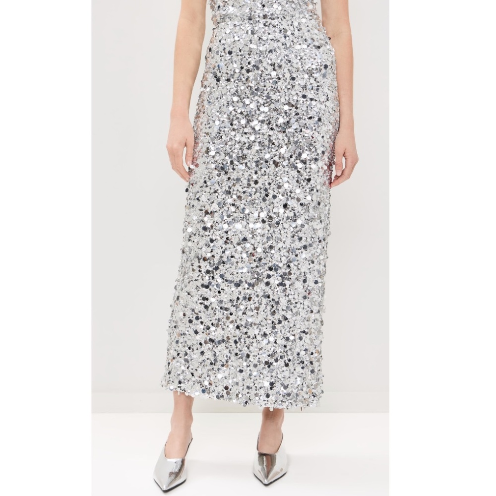 NWT Silver Metallic Show Me Your Mumu Skirt [L]